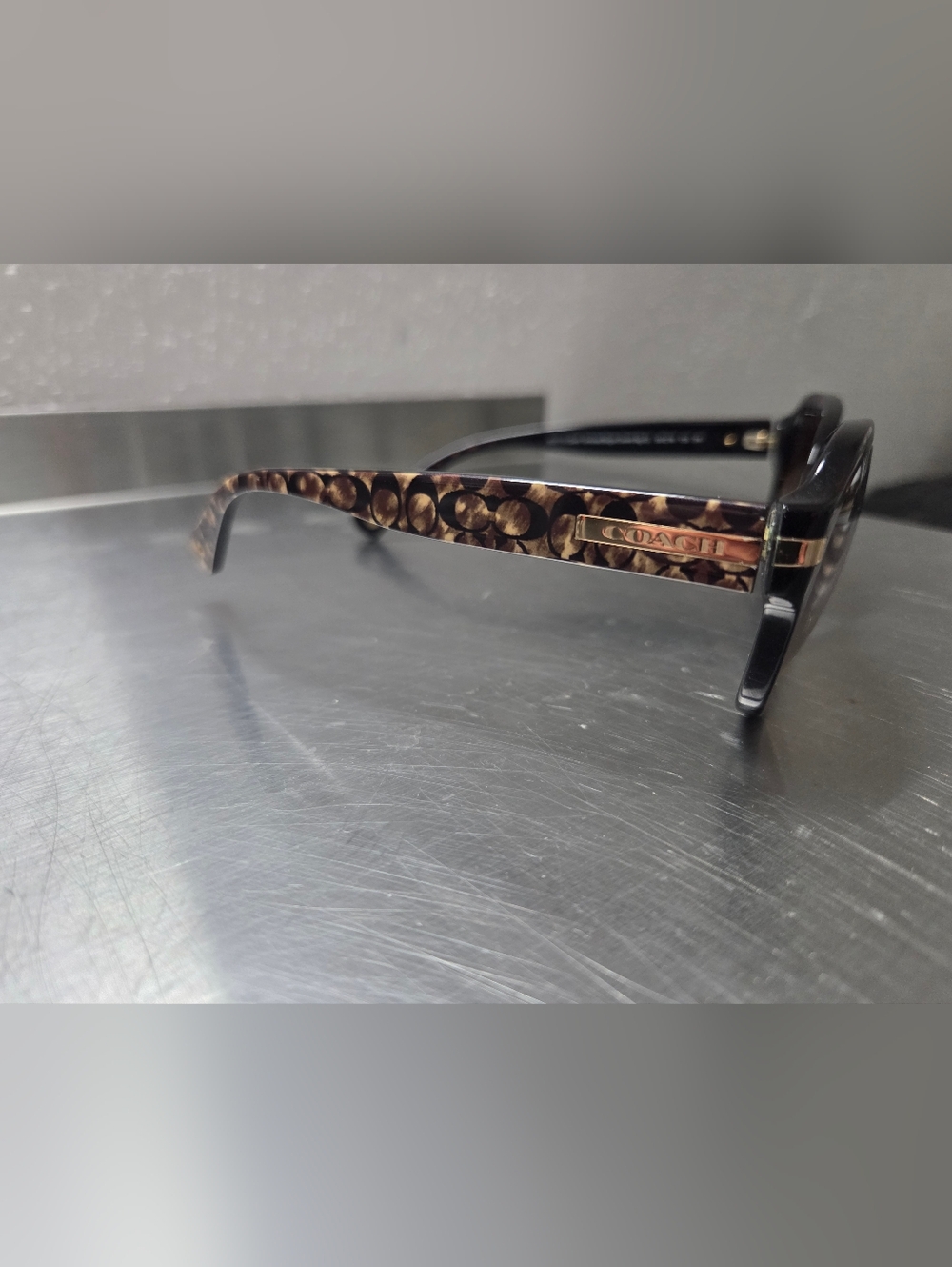 Coach HC8105 Signature Pattern Sunglasses - L082 Amber - Picture 6 of 7